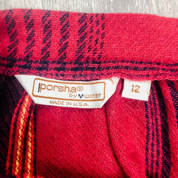 Vintage Red and Blue Plaid Midi Skirt - Picture 4 of 9